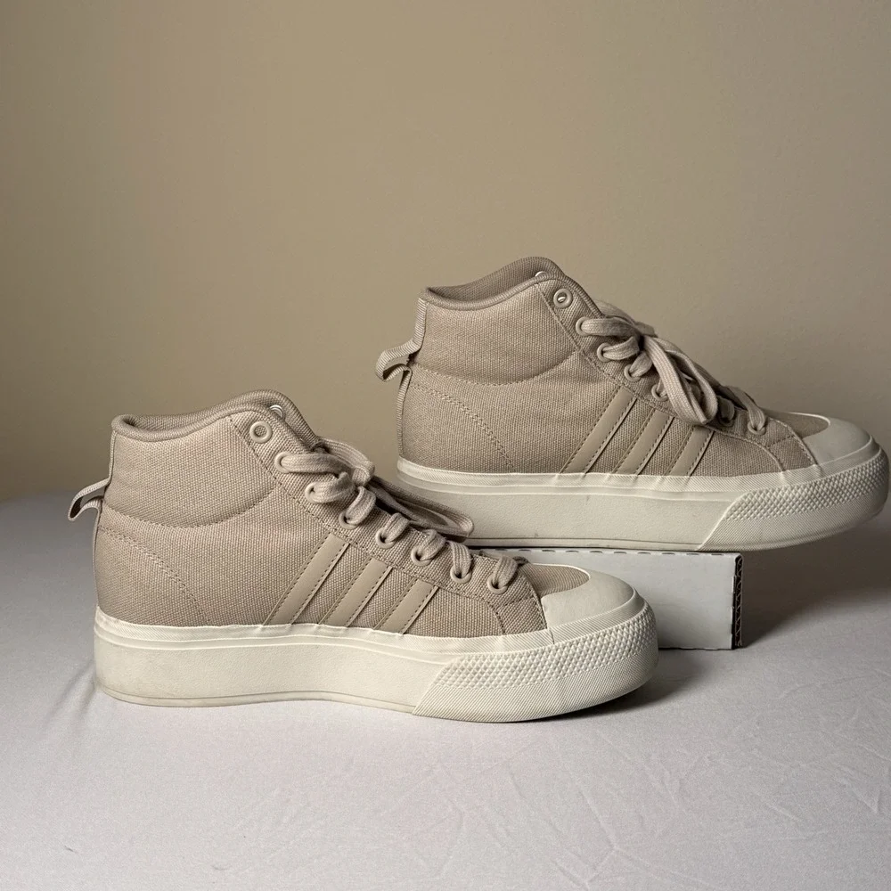 Women Adidas Bravada Platform 2.0 High Top Shoes Beige 7.5  Minimalist Normcore